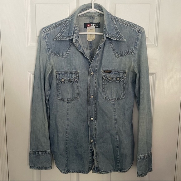DIESEL Vintage Blue Jean Button Down Shirt Small - Picture 2 of 8